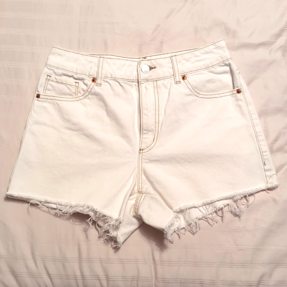 White jean shorts